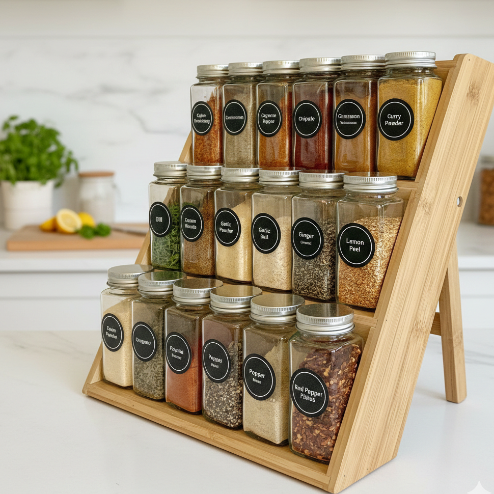 3 TIER BAMBOO JARS ORGANIZER 29*38 CM ( JARS NOT INCLUDED)