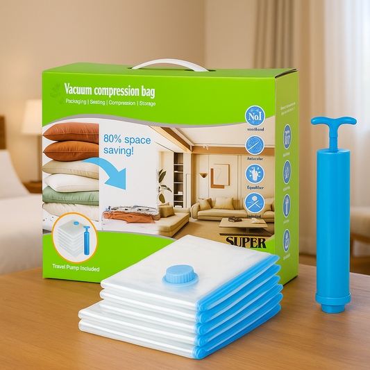 VACCUUM STORAGE BAGS SET OF 12 PCS WITH HAND PUMP