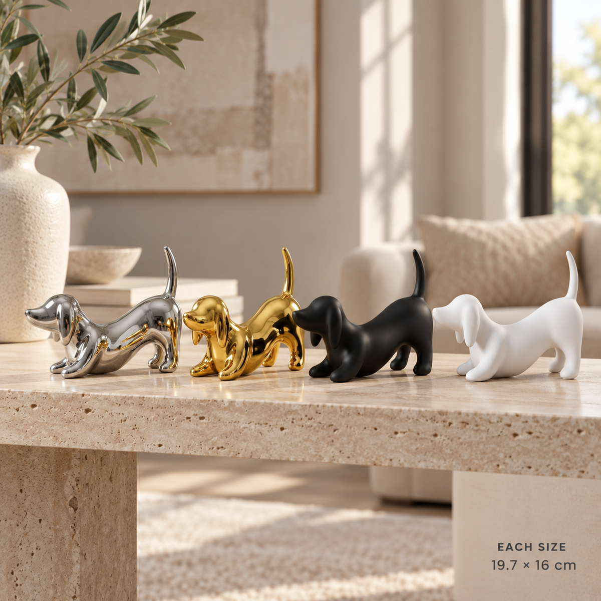 CERAMIC BENT DOG FIGURE 19.7*16 cm