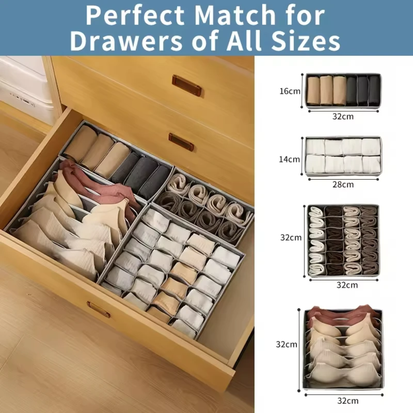 CLOTHES DRAWER ORGANIZER SET OF 4 PCS