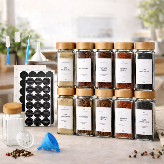 SET OF 12 100 ML GLASS JARS WITH BAMBOO LID