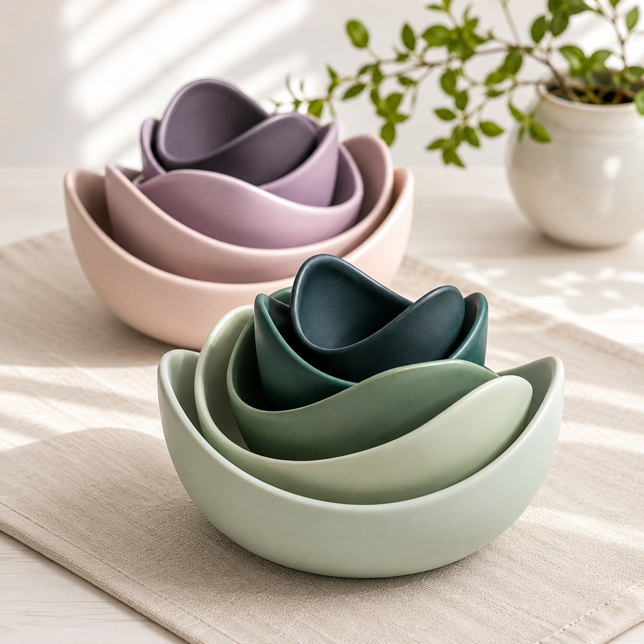 Ceramic lotus shaped bowls sets of 5 pcs