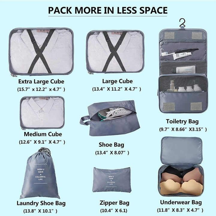 LUGGAGE TRAVEL ORGANIZER SET of 8 pcs