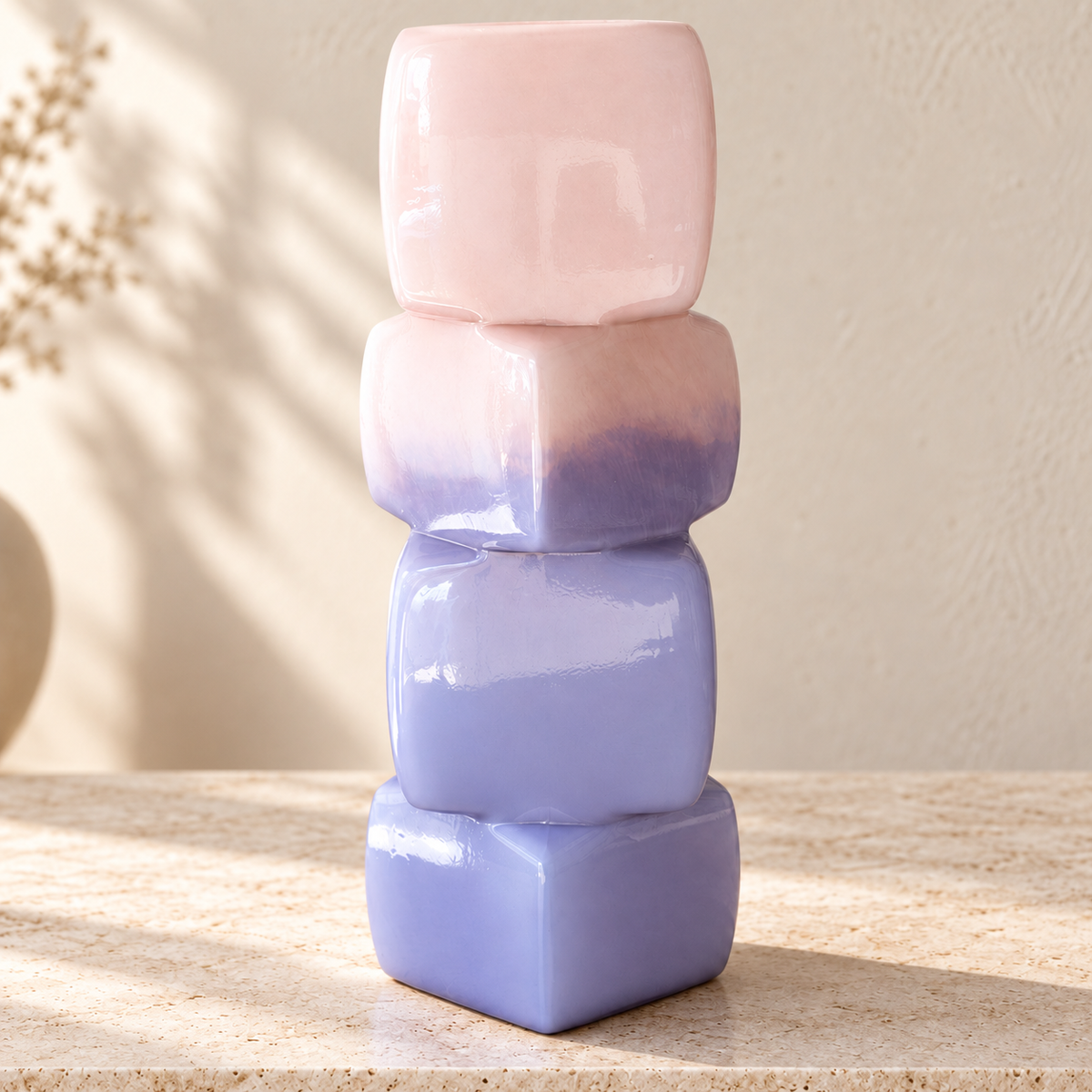 SQUARE SHAPE PURPLE VASE