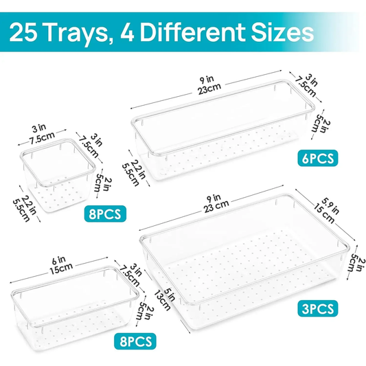 ACRYLIC DRAWER ORGANIZER SET OF 25 PCS