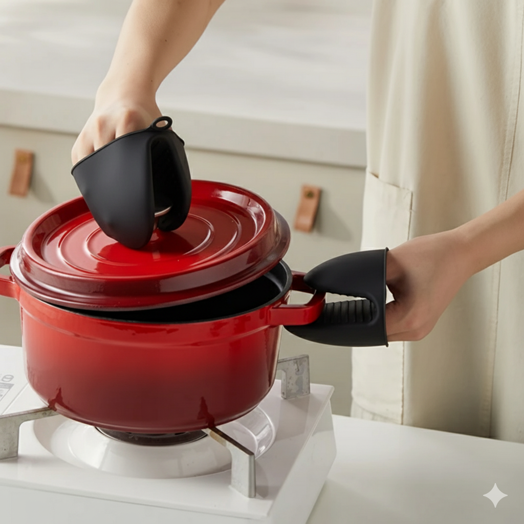 BLACK SILICONE ANTI HEAT HAND MITS 1 pc