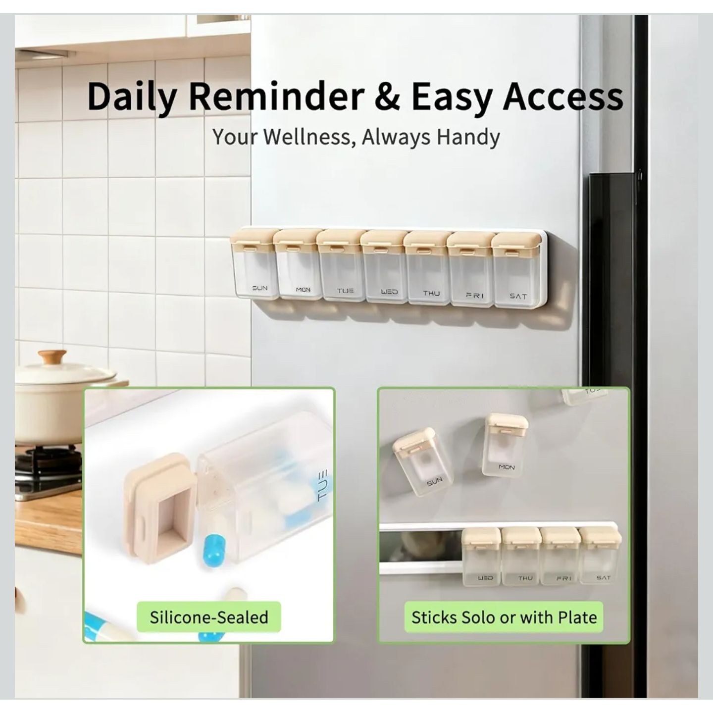WEEKLY MAGNETIC FRIDGE PILLS ORGANIZER