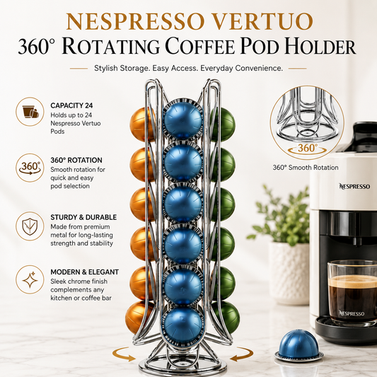 NESPRESS VERTUO CAPSULES ORGANIZER STAND 360 DEGREE 24 PCS