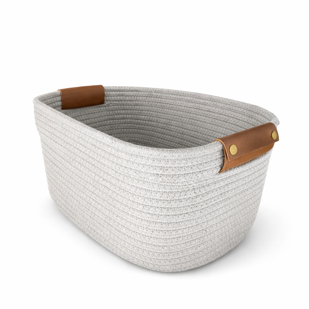 STORAGE GRAY WOVEN BASKET