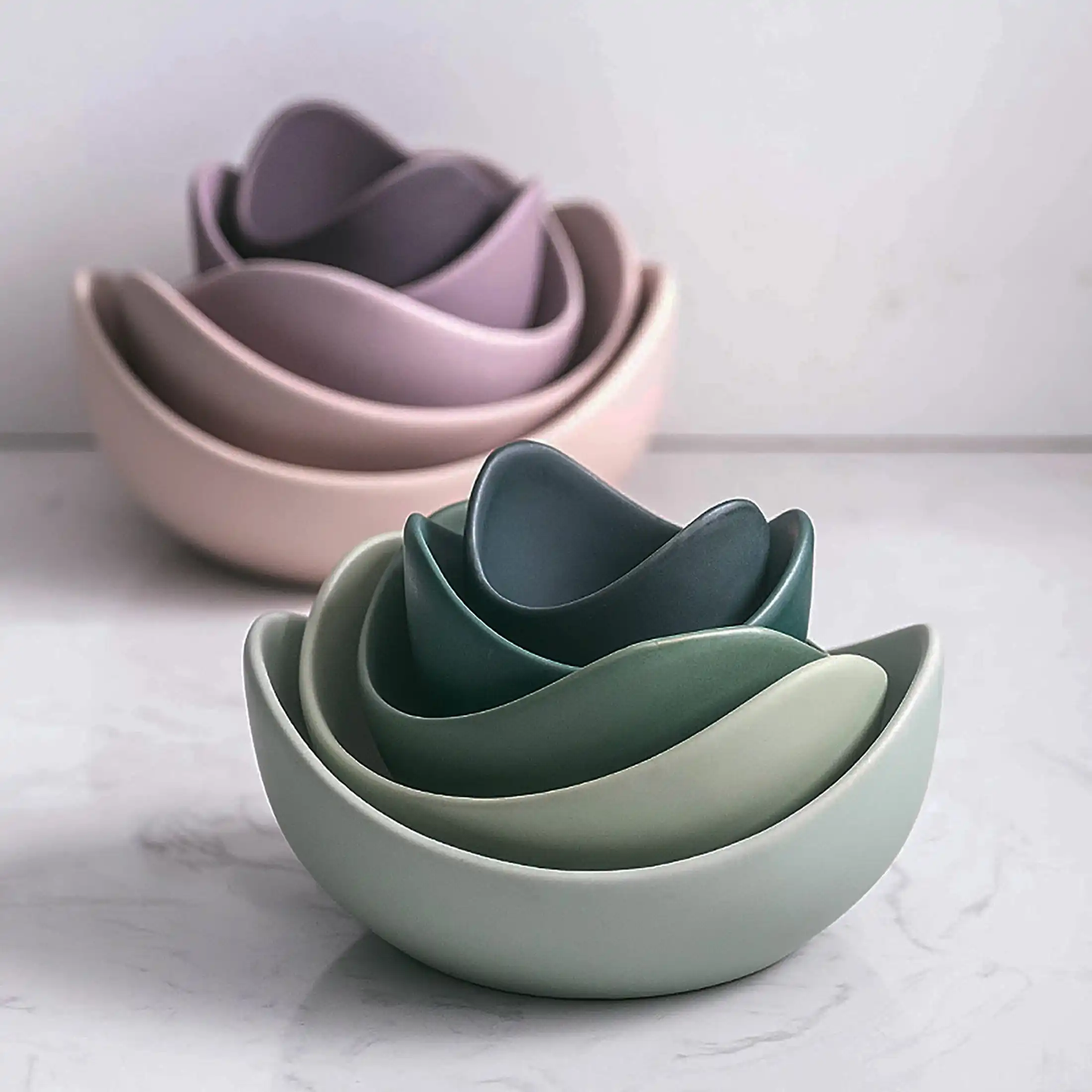 Ceramic lotus shaped bowls sets of 5 pcs
