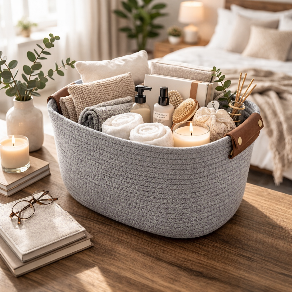 STORAGE GRAY WOVEN BASKET