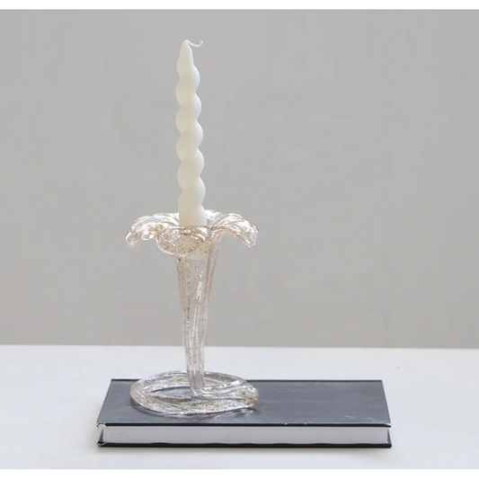 GLASS FLOWER SHAPE CANDLE HOLDER