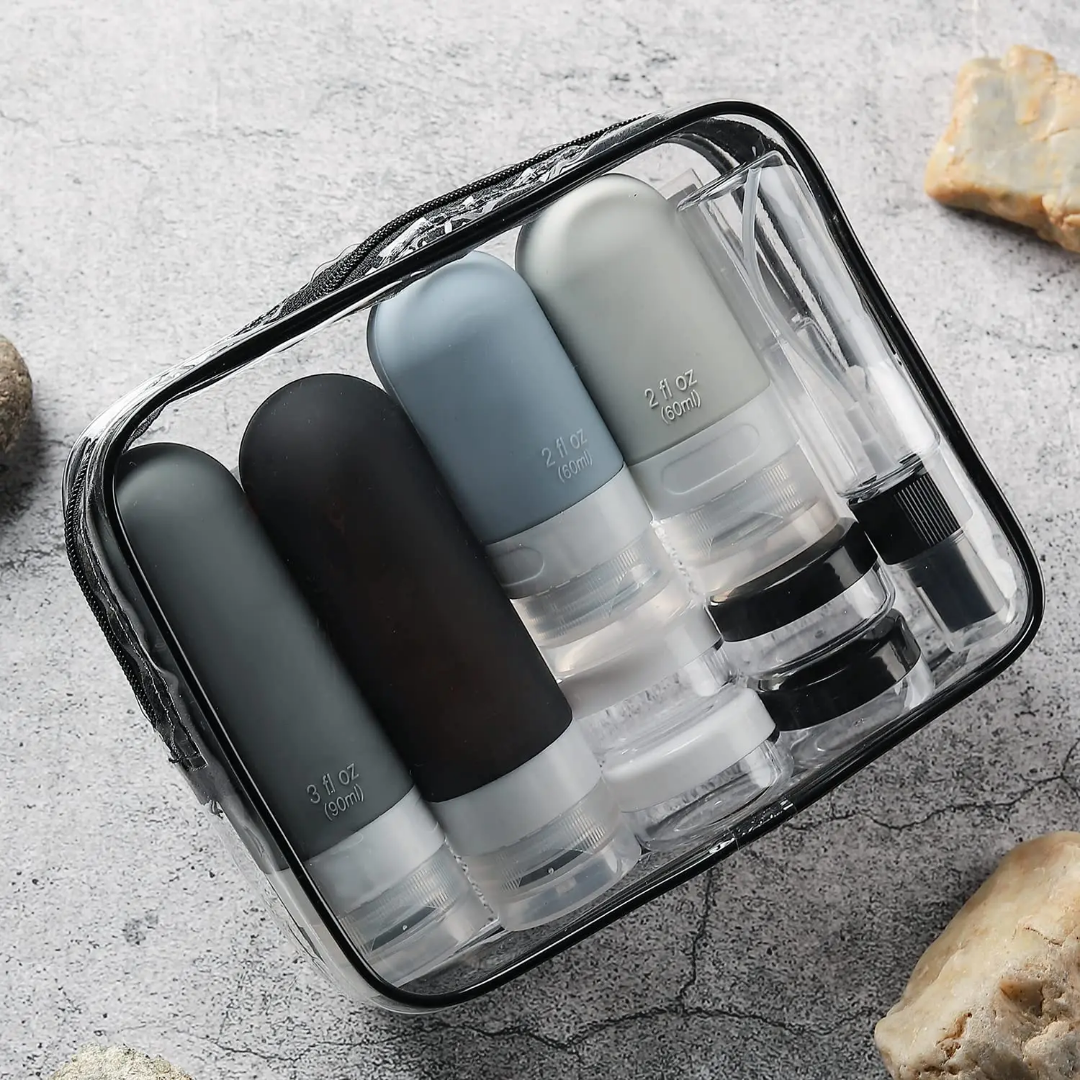 SILICONE COSMETIC TRAVEL BOTTLE SET